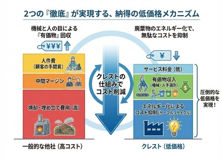 クレスト神奈川の仕組みでコスト削減の図